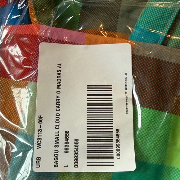 Baggu Madras Small Cloud Carry On Colorful Checkered Tote Bag - Picture 5 of 7